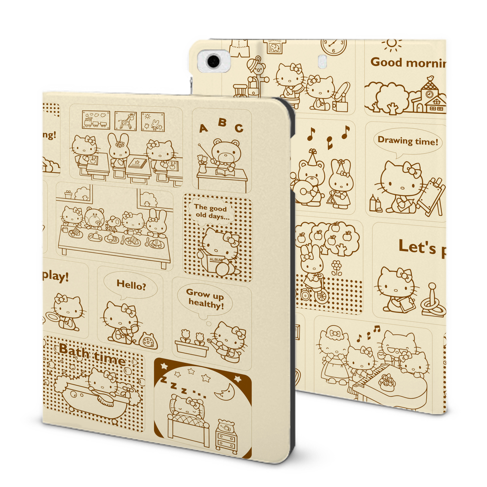 （画像用） Hello Kitty ハローキティ IPad ケース ブック型 PUレザー TPU 耐衝撃 軽量 薄型 ペン収納なし 全面保護 IPad 各モデル対応